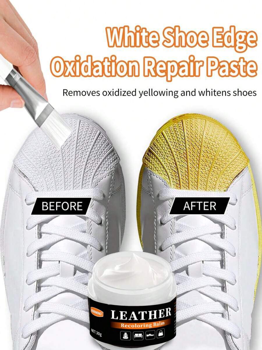 1 Bottle White Shoe Edge Repair Paste, Removes Oxidation & Yellowing On White Shoe Rims, Water-Resistant - White - View 1