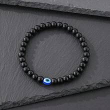 1件装石珠眼睛元素弹力手链 - 磨砂黑 - 查看 5