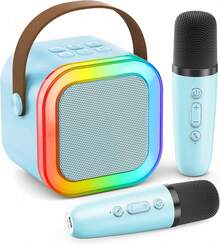 Altavoz Portátil LED con Micrófono, Luces y Sonido Potente - Azul - Ver 1