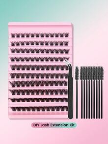 Set de racimos de pestañas DIY, pestañas postizas en racimos esponjosos con pinzas y cepillo, longitudes mixtas de 8-16 mm reutilizables, fácil aplicación en casa para principiantes - D - Ver 9