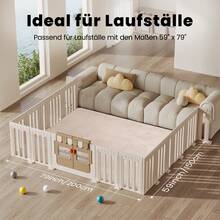 Sour Lemon Dicke Krabbelmatte für Babys, 150 x 200 x 3 cm, Schaumstofffüllung, Spielmatte fürs Kinderzimmer, Krabbeldecke, Baby, rutschfeste Unterseite und weicher Kurzflor, pflegeleicht, Kinderteppich, Beige - Beige - Übersicht 9