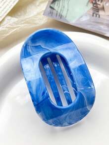 1个/6个装大理石纹休闲ABS塑料弧形椭圆发爪夹，大理石渐变色发爪夹，优雅发饰 - 彩色 - 查看 4