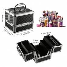 Makeup Box Trays , Cosmetic Organizer With Compartments, Large Capacity Vanity Box For Jewelry, Cosmetics & Accessories - 黑色-方形 - 查看 2