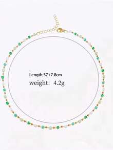 Dopamine Crystal Necklace For Women, Minimalist Delicate Choker Necklace - Green - View 9