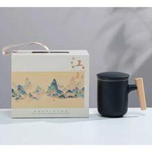 2026新款陶瓷马克杯套装，含盖、茶漏和分隔器，适合家庭/办公室情侣茶/咖啡杯，礼盒装，派对/生日/纪念礼品 - 彩色 - 查看 8