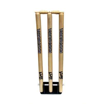 Cricket Wooden Spring Return Stumps With Bails & Metal Base Wickets Top Seller