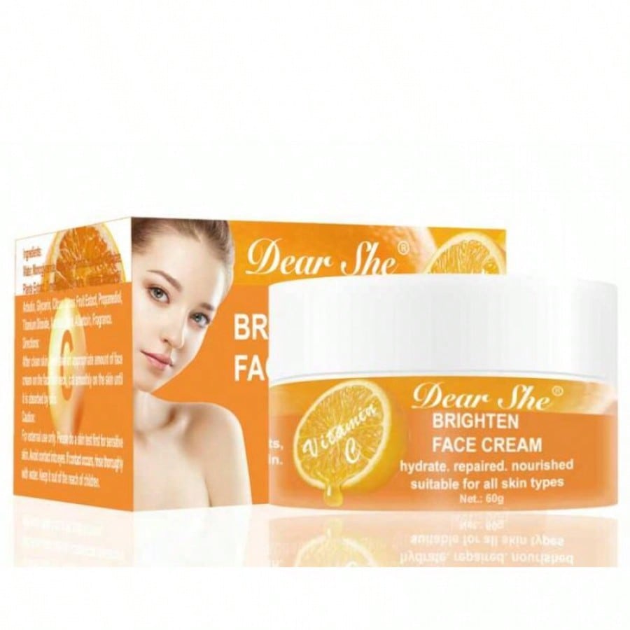 Dear She Crema Facial de Vitamina C 60g - Iluminadora, Hidratante y Antiarrugas para Piel Radiante