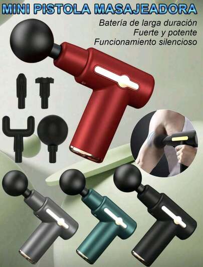 Fascia gun, barra masajeadora de músculos, pistola de masaje eléctrica mini multifuncional,accesorios de gimnasio,con pantalla táctil LED, ajuste de velocidad, recargable y 4 cabezales de masaje intercambiables