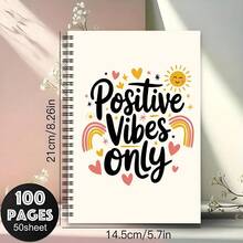 50pcs A5 Notebook - Positive Motivational Quotes, Spiral Bound, 100 Pages, Ideal Gift For Colleagues Or Friends, Daily Office/Study Supplies, Inspirational Notebook With Cheerful Designed Creative Cover Art - A5 - View 7