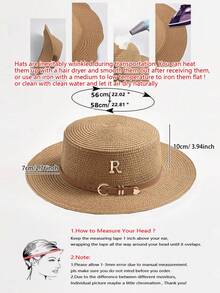 1pc Bohemian Style Women's Fashionable Cute Straw Hat, With Leather Buckle, Suitable For Beach Vacation, Daily Wear And Sun Protection, Cowboy Hat, Valentine's Day Gift, Women's Hat, Beach Hat - White - View 3