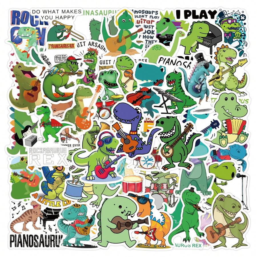 Pegatinas de banda de dinosaurios, Artes y Manualidades, para decorar papelería, tazas, equipaje, refrigeradores, patinetas, guitarras - B - Ver 1