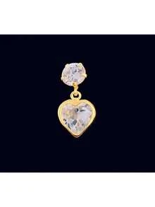 Brinco Infantil Zircônia 4mm + Coração 5x5 ou 6x6 | Prata 925 ou Folheado a Ouro - Dourado - Visão 1