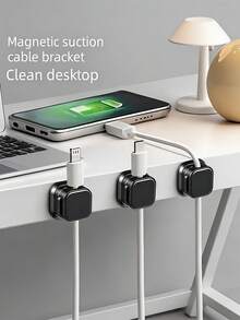 6pcs Multi-Function Cable Clips Organizer, PVC Material Strong Adhesive Cable Tie Mounts, No Drilling Required For Office Desk, Car, Home Cable Management, Practical Small Tool - One Size - View 5