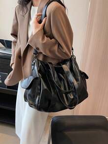 Túi xách nữ cỡ lớn bằng da mềm, thanh lịch, tiện dụng cho việc đi lại hàng ngày. - màu đen - Xem 6