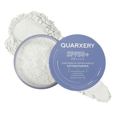 QUARXERY Polvo suelto fijador de maquillaje, polvo de alta definición, bruma mate, larga duración de 12 horas y control de aceite, ligero, crea un efecto de desenfoque suave, enmascara líneas finas e imperfecciones