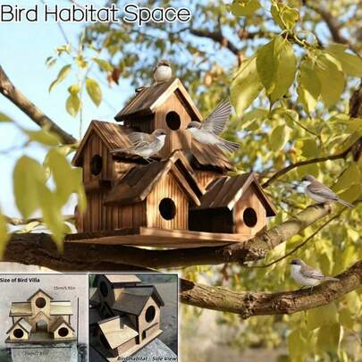 1 pezzo Nido d'uccello in legno, casetta per uccelli da giardino, villa gabbia per uccelli in legno, nido d'uccello in legno, casetta per uccelli artificiale, nido d'uccello per esterni, nido di colibrì, decorazione casetta per uccelli in legno, giocattoli e forniture per l'addestramento degli uccelli, nido d'uccello in legno retrò, casetta per uccelli in legno a grana casuale, mangiatoia per uccelli in legno, gabbia per uccelli da esterno, nido d'uccello per interni, forniture per animali domestici, forniture per uccelli. Piccolo rifugio per uccelli, mensola, nido d'uccello e nido, nido d'uccello a forma di cuore, decorazione da appendere in stile villa da giardino, mangiatoia per uccelli in legno. Un piccolo regalo per animali domestici per famiglia e amici.
