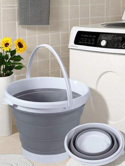 1pc Portable Foldable Water Bucket, Plastic Silicone Car Wash Bucket, Large Capacity Fishing Bucket, Household Water Storage Bucket, Watering Bucket (Random Color)