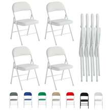Mcc Direct Folding Chairs, Faux Leather Foldable Chairs With Metal Frame And Padded Seat, Easy To Fold And Store For Home, Office, Dining And Reception (4Pcs) - White - View 8