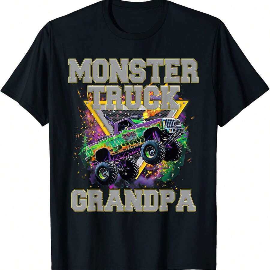 Monster Truck Grandpa Monster Truck Are My Jam Truck Lovers T-Shirt - Black - View 1