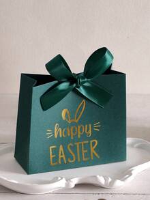 20 Packs Party Mini Gift Box With Satin Ribbons Designs Featuring Gold Foil Text Candy Box Easter Festival Paper Gift Bag Present Boxes Packing - Square Bunny Ears Happy Easter - View 9