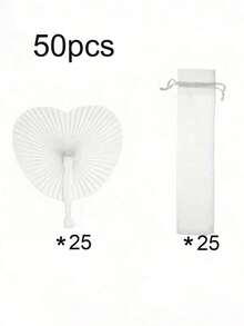 1/10/30/50/80/100pcs White Heart/Round Paper Folding Fans, 100pcs = 50pcs Fans + 50pcs Fan Bags, Wedding Ceremony Supplies, Elegant White Paper Folding Fans, Heart-Shaped Origami Design, Handheld Folding Fans, Suitable For Wedding Guest Decoration, Bride Photography And Party Favors, Reception And Ceremony Supplies, Wedding Supplies | Elegant Hand Fan | DIY Paper Art Fan, Heart-Shaped Decorative Fan, Summer Paper Fan, Best Birthday Gift - White - View 15