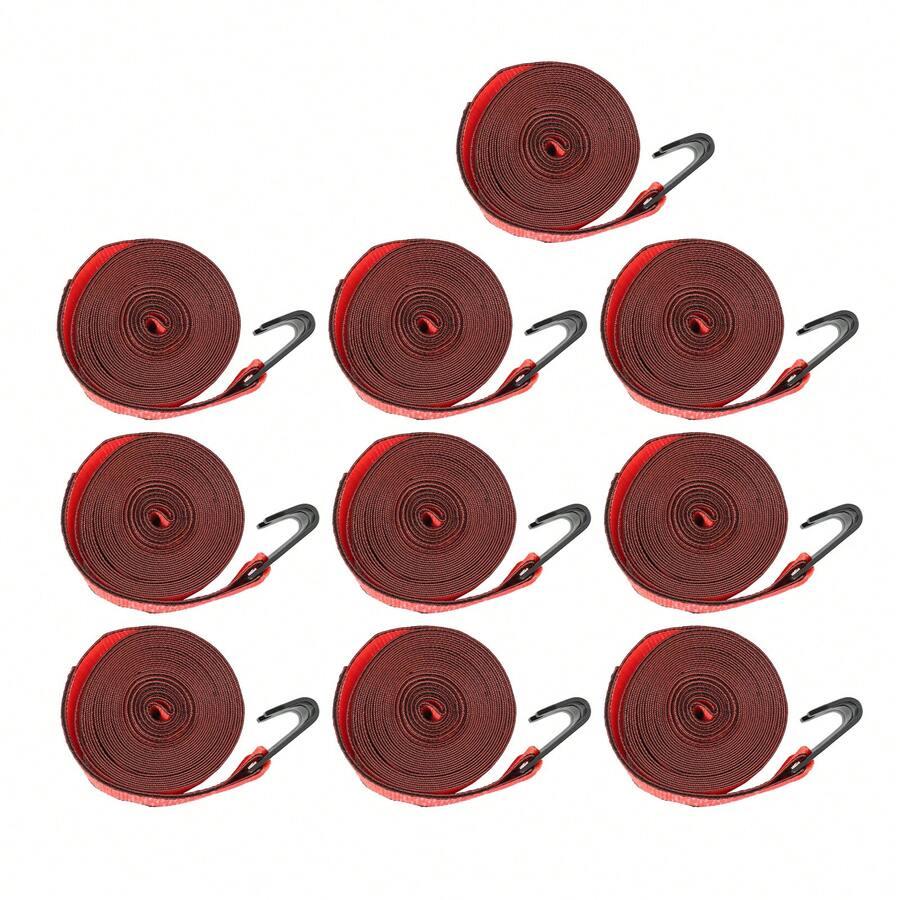 10 Pcs Red Winch Straps, Winch Straps 4" X 30' Red Heavy Duty Tie Down W/ Flat Hook, 4 Inch Cargo Control For Flatbed Truck Utility Trailer - A - View 1