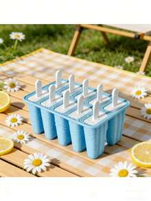 1pc 10-Cavity Ice Pop Molds With Lid Plastic Popsicle Tray Easy-Release Ice Cream Sticks For DIY Frozen Desserts Summer Snacks And Home Kitchen Use - Multicolor - View 4