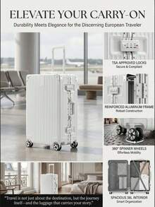 A20 Inch Carry-On Suitcase With Aluminum Frame & ABS Hard Shell, Water Resistant, Silent Spinner Wheels And TSA Lock  Trolley Case - Ivory - View 4