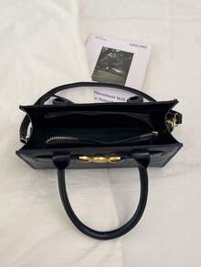 时尚斜挎包、多功能单肩包、休闲手提包、复古通勤手提包（女士款） - 黑色 - 查看 4