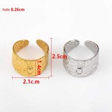 2个不锈钢扁平戒指底座，可调节开口戒圈，适合DIY镶嵌圆形宝石的珠宝 - 戒指托 - 查看 4