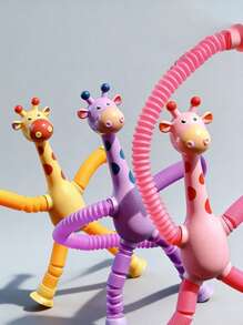 Children Suction Cup Giraffe Toys Pop Tubes Stress Relief Telescopic Giraffe Toy Sensory Bellows Toys Anti-Stress Squeeze Toy - Multicolor - View 3