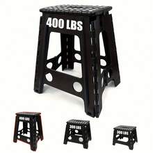 Senmeo 17.7 Inch Plastic Folding Step Stool With Handle, Lightweight Space-Saving For Bathroom/Kitchen/Bedroom - Black - View 10