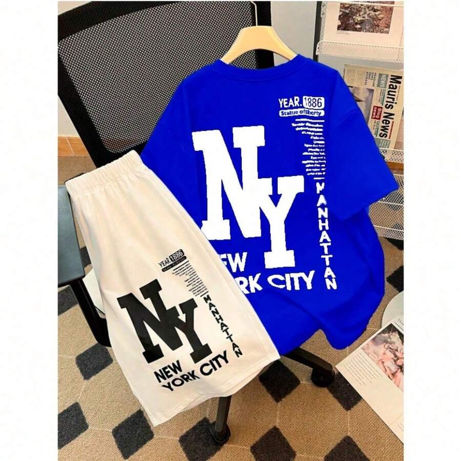 Men's Set 100% Cotton New York 1886 - Royal Blue - View 1