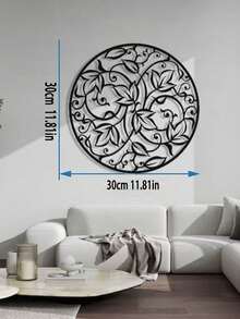 Iron Vine Wreath Circular Decorative Wall Hanging, Metal Art Housewarming Gift Home Decor - Black - View 12