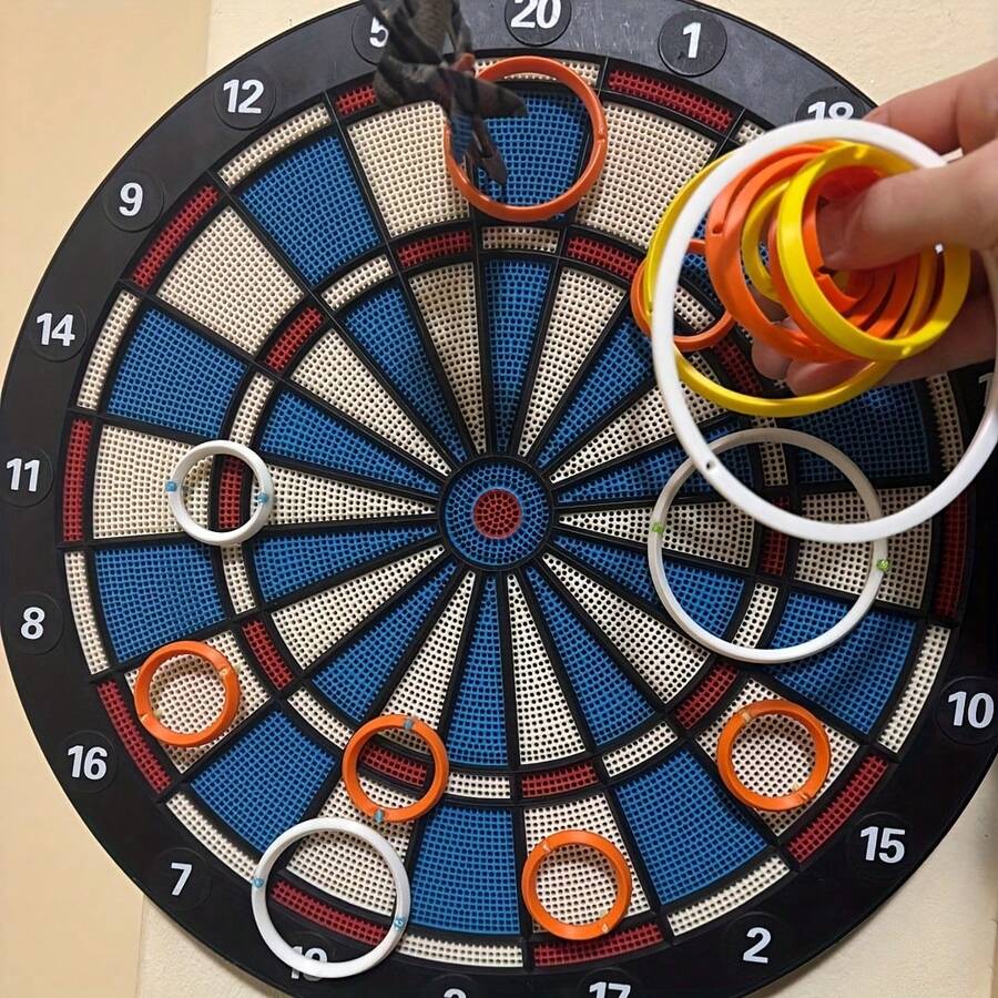 4件套飞镖训练环,包含1-20分区,兼容所有标准飞镖靶,安装拆卸简便;专业训练配件,提升瞄准精度、投掷精准度和目标控制能力;材质耐用;适用于家庭练习、游戏室娱乐、酒吧休闲、飞镖俱乐部训练、比赛等场合;适合初学者、业余爱好者和专业选手;必备飞镖运动配件。 - 彩色 - 查看 1