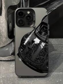 1pc Minimalist Unique Pure Black Racing Car Graphic Design Black & Silver Phone Case Compatible With IPhone 16/16Pro/16Plus/16ProMax, 11/11Pro/11ProMax, 12/12Pro/12ProMax, 13/13Pro/13ProMax, 14/14Plus/14Pro/14ProMax, 15/15Pro/15Plus/15ProMax - Multicolor - View 1