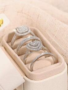 4 Pcs Gorgeous Cubic Zirconia Rings With Box For Women For Wedding Engagement Anniversary Party Jewelry Valentine's Day Gift - 1# - View 4