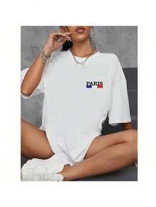 Camiseta Feminina Blusinha T Shit Fashion Algodão Plus Size Infantil Paris França Torre Moda City - Branco - Visão 1