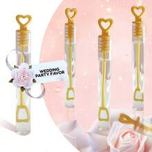 48/60支金色心形泡泡棒（不含泡泡液），迷你泡泡棒，适用于婚礼、情人节、庆典、派对、周年纪念日和生日，12/24/48/60支装 - 彩色 - 查看 5