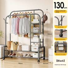 Heavy Duty Clothes Rail - Freestanding Metal Garment Rack With Double Hanging Rods, Shoe Rack & Storage Shelves, 4 Hooks For Bedroom, Office, Shop - A - Ver 3