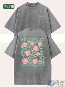 Women's Shirt 2026 Washed Cotton, Floral Dog Print T-Shirt, High-Quality Batik Cotton Vintage Fashion Brand T-Shirt, Unisex T-Shirt, Popular For Daily - 玫紅色 - 查看 8