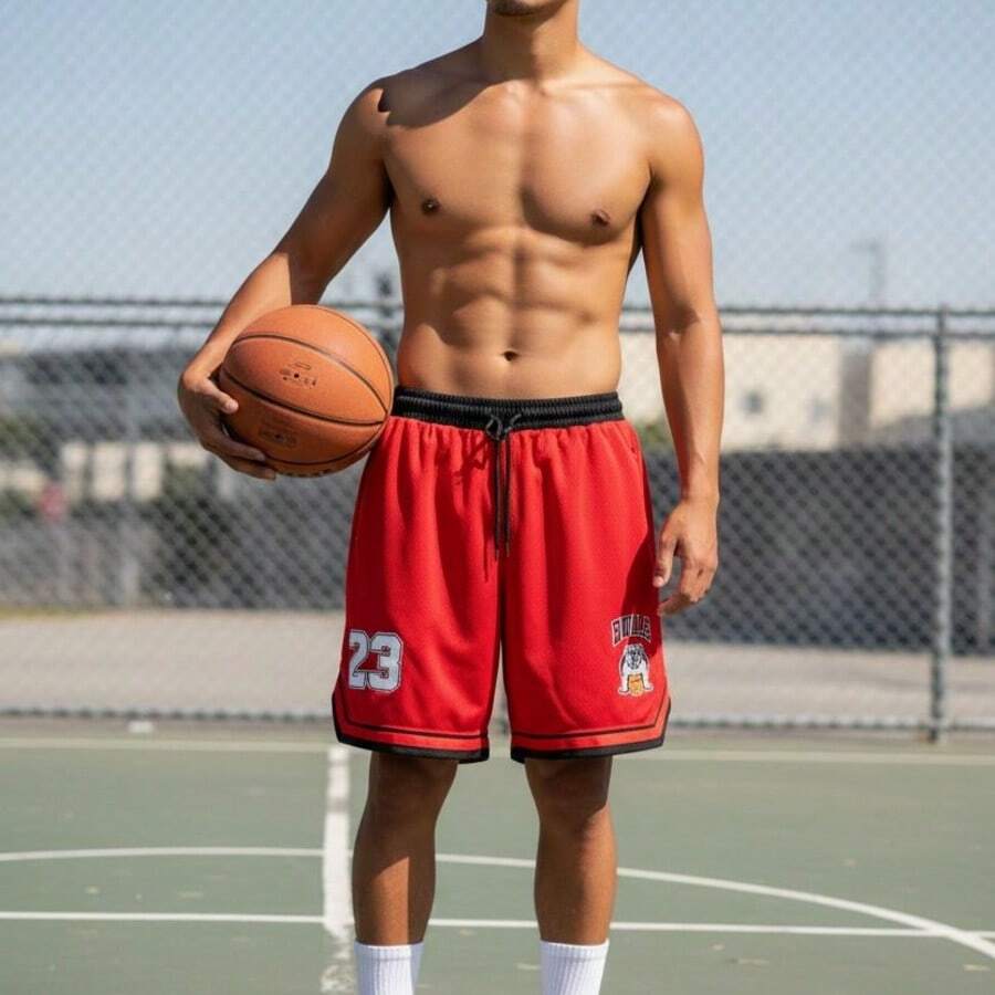 Summer Loose Pocket Drawstring Knot Sports Daily - Red - View 1