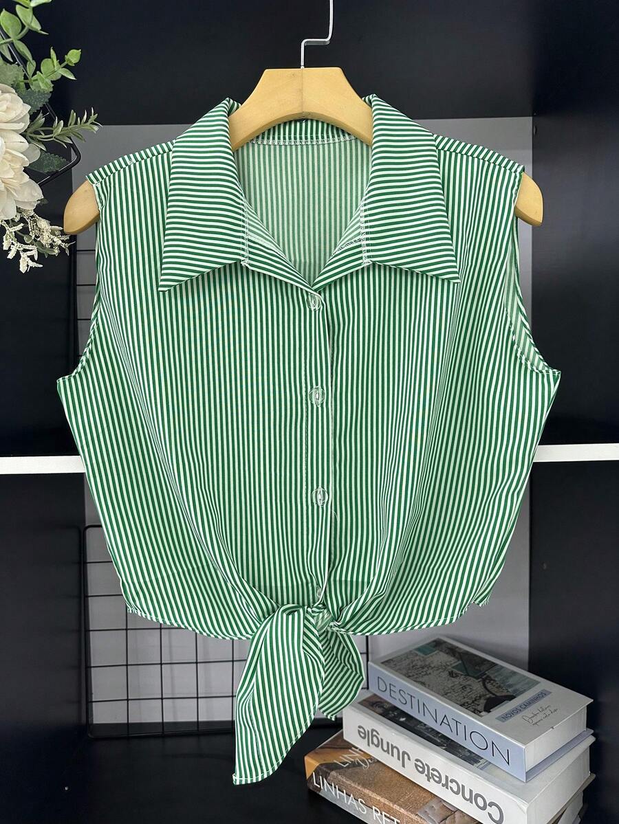 Women's Dune Blouse - Sọc/Xanh lá cây - Xem 1