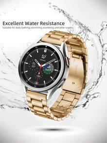 1条不锈钢表带，20mm/22mm，玫瑰金。智能手表表带，兼容三星Galaxy Watch 7/6/5/4 Classic、Gear S3、华为Watch GT 4/3、GTR。奢华机械表表带替换装。时尚石英表表带/腕带。实心金属链式表带，带快拆扣。商务运动日常佩戴。男女生日礼物的完美之选。 - 玫瑰金 - 查看 3