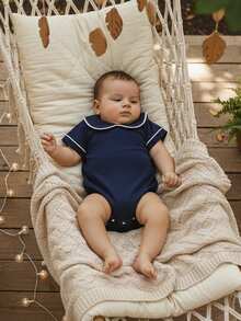 Baby Boy Girl Bubble Romper Infant Short Sleeve Collar Romper Oversize T-Shirt Cotton Bodysuit Top - 綠色 - 查看 4