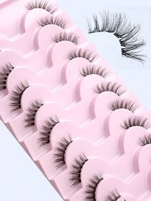 10 pares de pestañas postizas de ojo de gato semi-sin montura, transparentes y de aspecto natural, livianas, adecuadas para el maquillaje diario y de Eid de las niñas - Pestañas Ojos de Gato - Ver 5