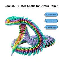 1件 2026热销3D打印可动蛇形模型，关节可活动，完美礼物，节日礼物，生日礼物，趣味礼物，情人节礼物 - 彩色 - 查看 1