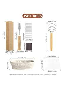 Juego completo de herramientas para hornear pan: Juego de cestas de fermentación de ratán natural de gran capacidad (redonda/ovalada), Lame de pan, Raspador de masa y Forro de lino - Adecuado para panaderos domésticos y profesionales, incluye paño de fermentación de masa madre, pan bohemio, kit de rebanadora de pan de acero inoxidable - - - Ver 8