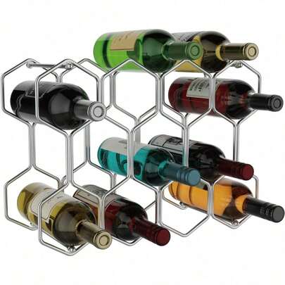 Estante para vino de encimera, soporte metálico moderno independiente para 14 botellas de vino tinto y blanco, para encimera, cocina, bar y almacenamiento en gabinete (negro)