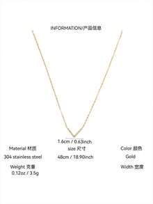 TONSI 1 pieza Collar de cadena de clavícula en forma de V elegante y minimalista chapado en oro de 18K con diamante de imitación para mujeres - collar - Ver 9